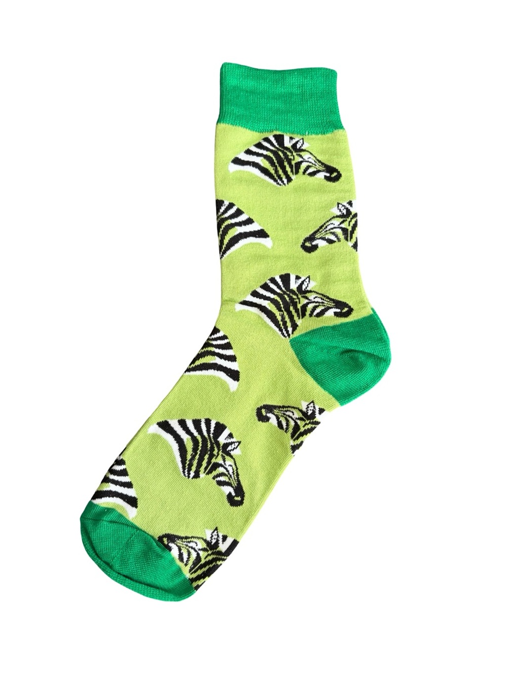 Green Zebra Novelty Socks Womens Size 8-12 - Picture 2 of 4